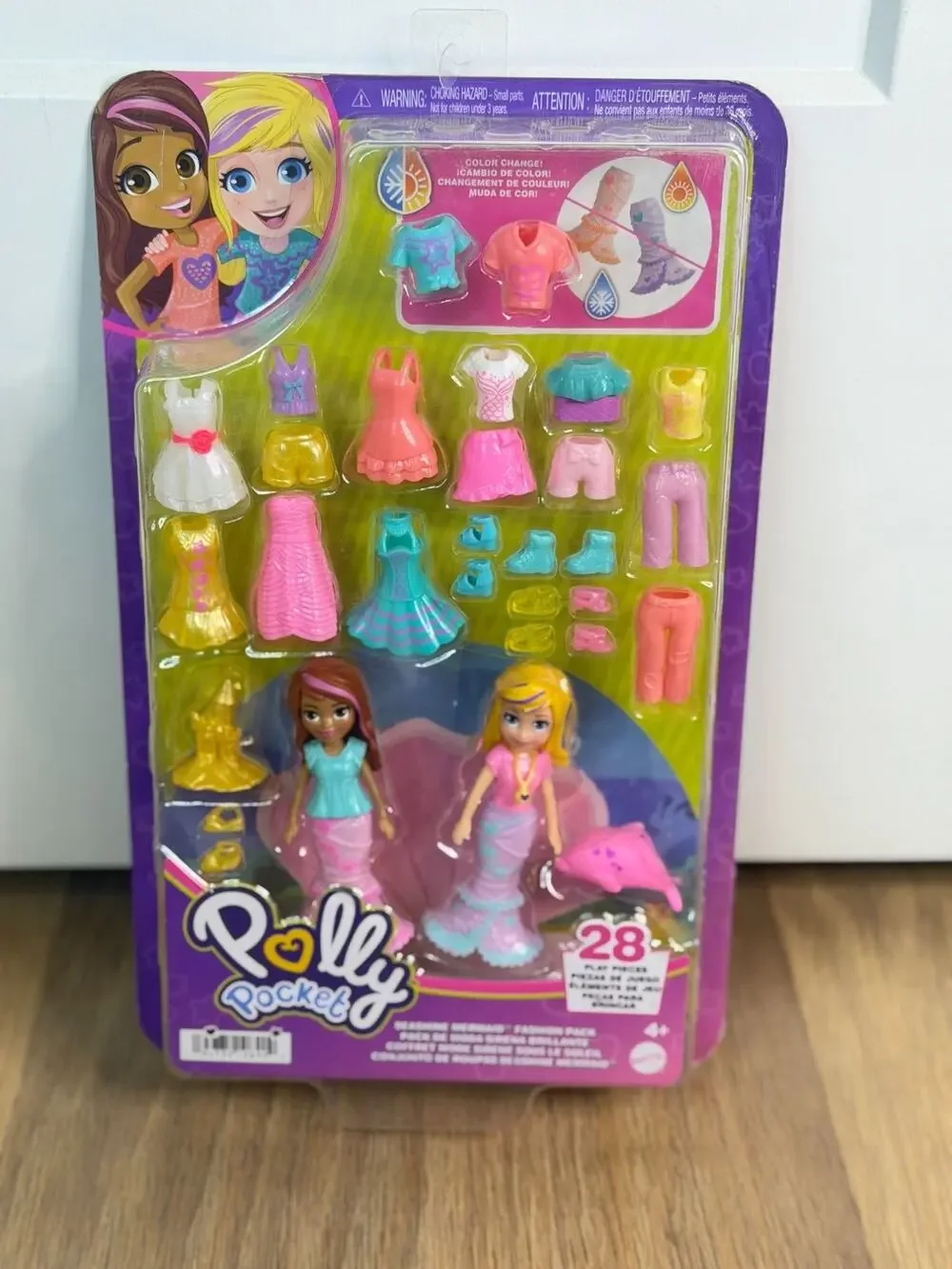 Polly Pocket Seashine Mermaid Fashion Pack With 28 Play Pieces Color Change Feat